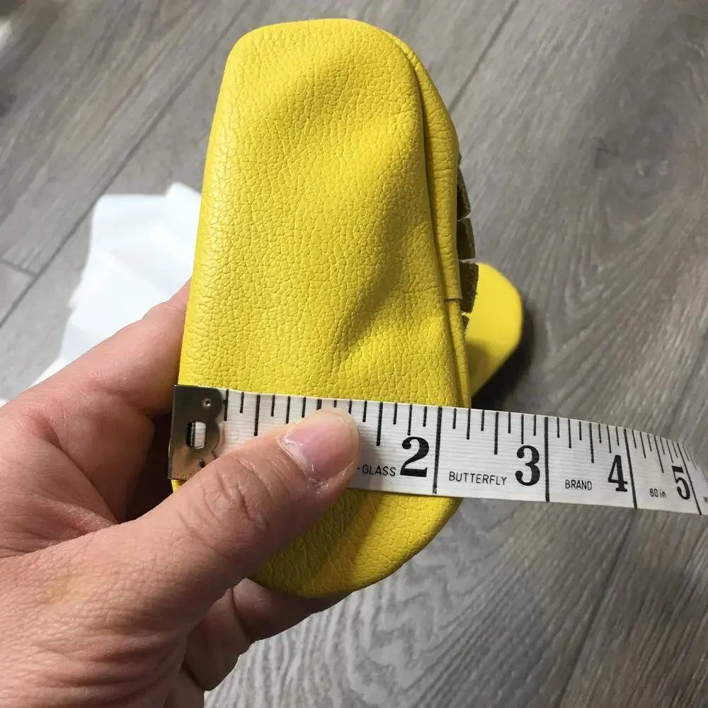 Baby Moccasin Fringe Bow Tie Slip On Mustard Yellow Comfort Leather